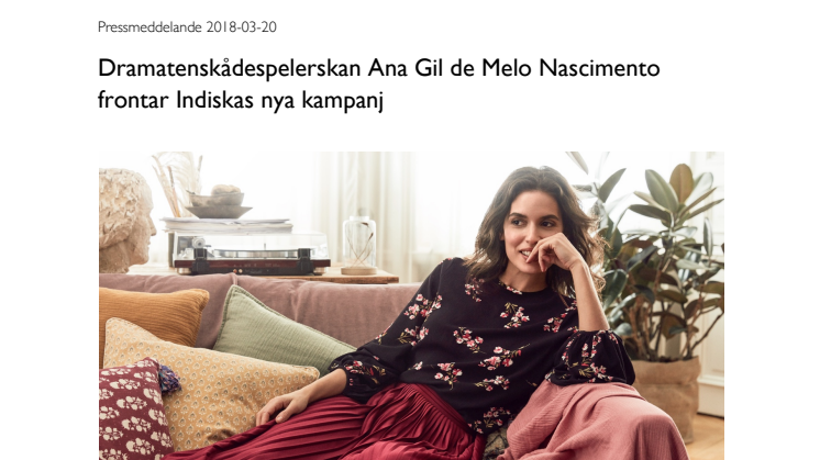 Dramatenskådespelerskan Ana Gil de Melo Nascimento frontar Indiskas nya kampanj 