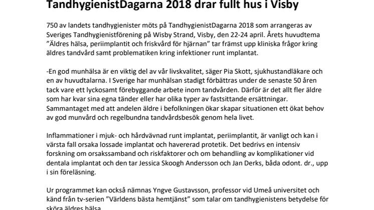 TandhygienistDagarna 2018 drar fullt hus i Visby 