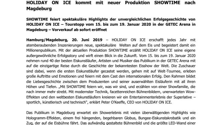 HOLIDAY ON ICE kommt mit neuer Produktion SHOWTIME nach Magdeburg