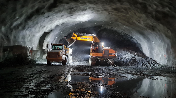 Det meste av arbeidet med ny vannforsyning har skjedd under bakken. Prosjektet hadde komplisert logistikk, med betydelig trafikk for å frakte masser ut av haller og tunneler. Foto: Skanska