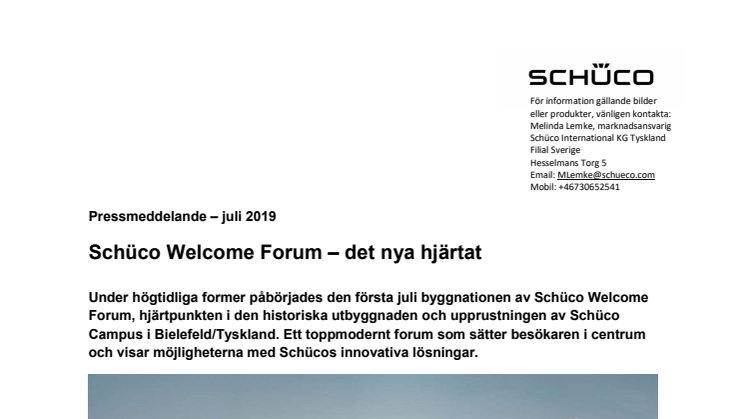 Schüco Welcome Forum – det nya hjärtat