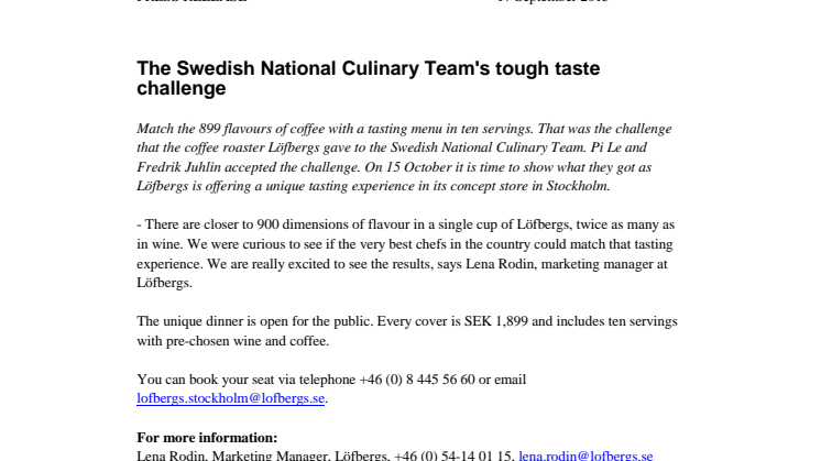 ​​The Swedish National Culinary Team's tough taste challenge