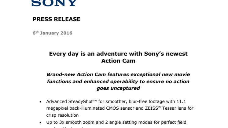 Hver dag er et eventyr med Sonys nyeste Action Cam