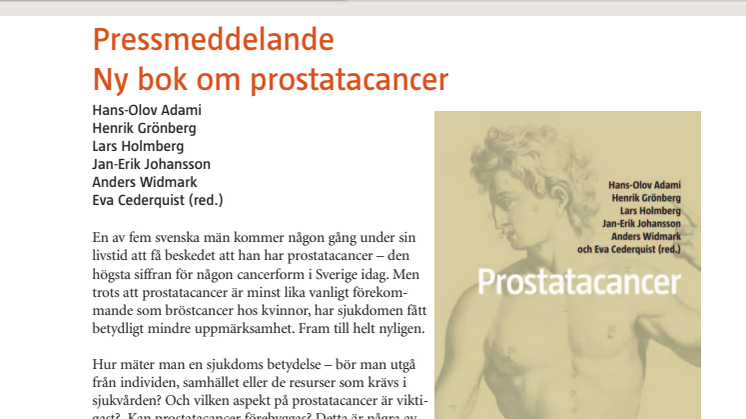 Ny bok om prostatacancer