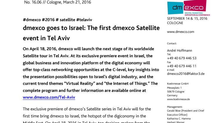 dmexco goes to Israel: The first dmexco Satellite event in Tel Aviv