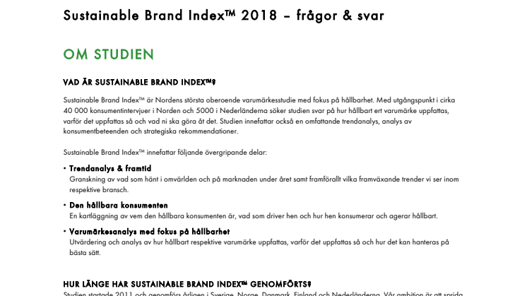 Frågor & svar om Sustainable Brand Index
