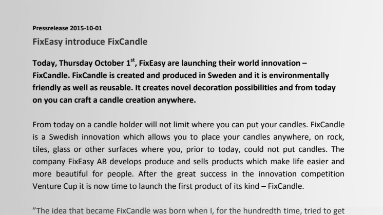 FixEasy introduce FixCandle