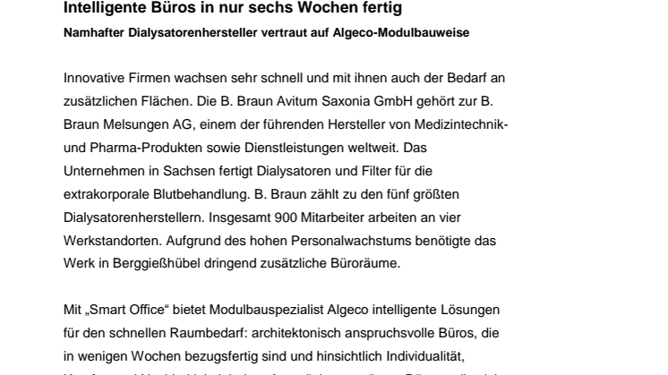 Intelligente Büros in nur sechs Wochen fertig 