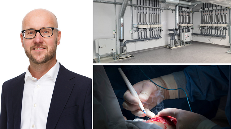 Medicvent levererar centralsystem för rökgas/diatermi och för dubbelmask inom anestesi till nybyggda Högsbo närsjukhus i Göteborg. "Det snurrar på fantastiskt bra, både i Sverige och utomlands", säger Medtech-företagets vd, Erik Lindström. 