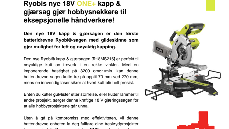 Ryobis nye 18V ONE+ kapp & gjærsag gjør hobbysnekkere til eksepsjonelle håndverkere!