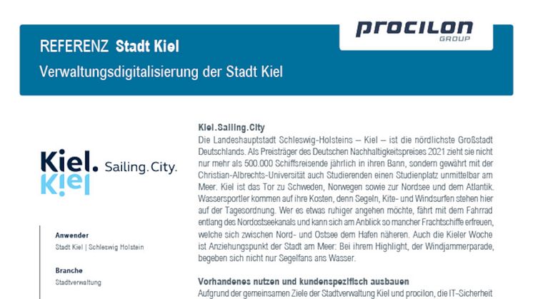 procilon Referenz Stadt Kiel Verwaltungsdigitalisierung
