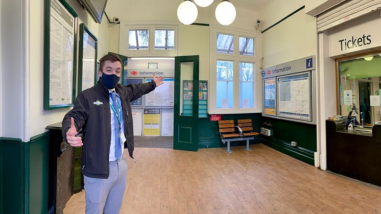 Dulwich decor: Station Manager Nathaniel Owen invites passengers to North Dulwich station's Twenties-style transformation