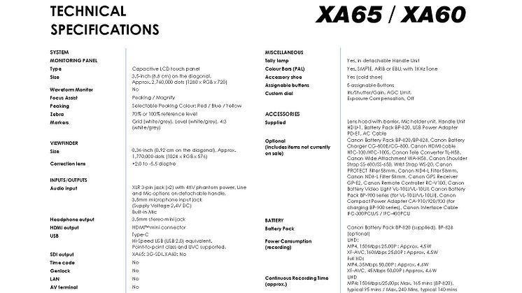 XA65, XA60_PR Spec Sheet_EM_FINAL_Page_2