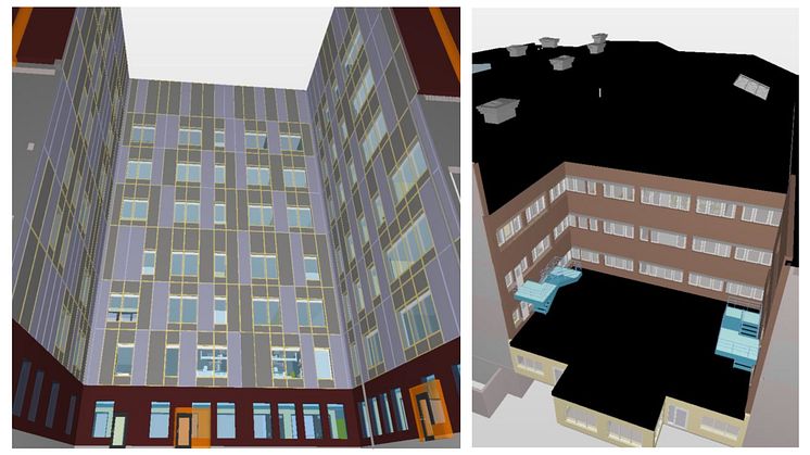 Syntolkning: 3D skisser  av gård, S:t Görans sjukhus/3D sketches yard, S:t Göran Hospital