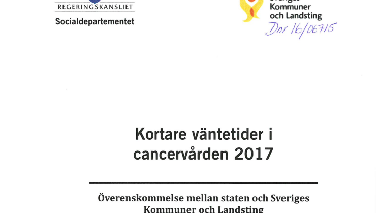 Överenskommelse 2017 – Kortare väntetider i cancervården