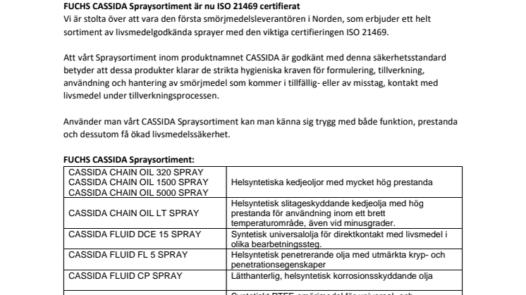 FUCHS CASSIDA Spraysortiment ISO 21469 certifierat.pdf