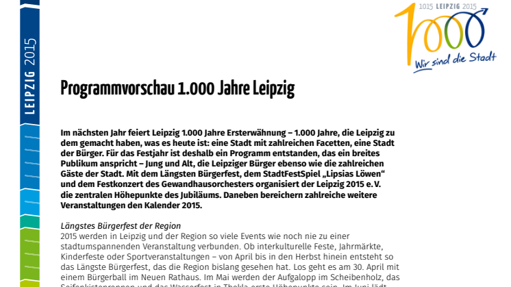 1000 Jahre Leipzig - Programmhighlights