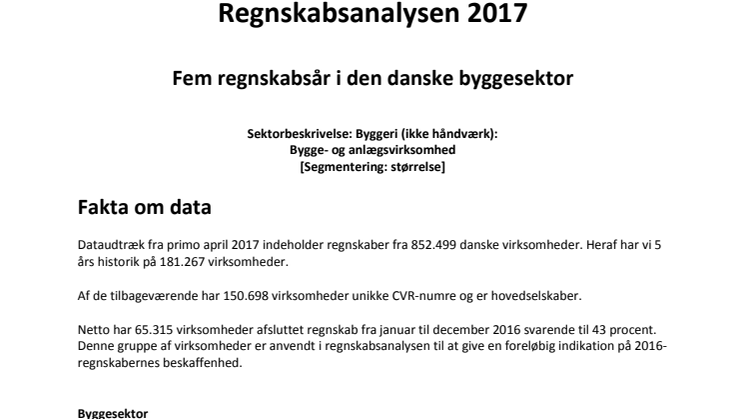 Dansk erhvervsliv - Regnskabsanalysen 2017 - byggeri