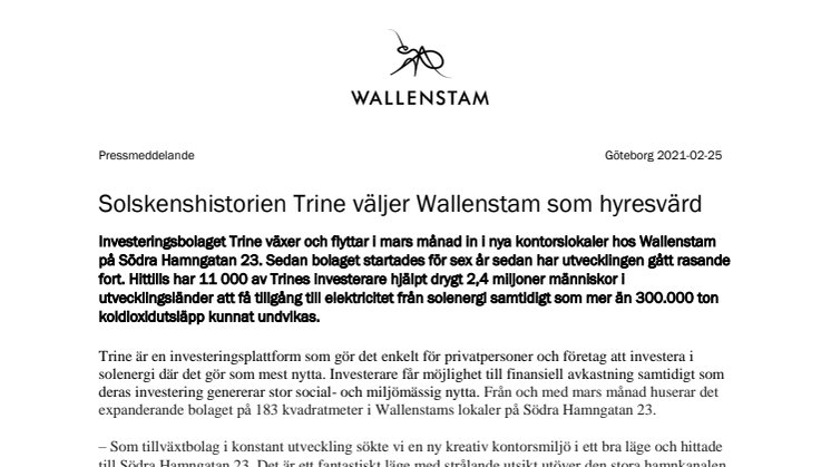 Solskenshistorien Trine väljer Wallenstam som hyresvärd