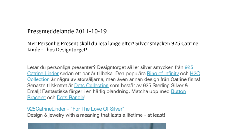 Mer Personlig Present skall du leta länge efter! Silver smycken 925 Catrine Linder - hos Designtorget!