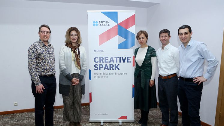 From l-r: Mark Bailey, of Northumbria University; Anush Begloian, Armenian MP; Arevik Saribekyan, British Council Armenia Director; Dr Nick Spencer, of Northumbria University; and Arman Arakelyan, of the American University of Armenia.