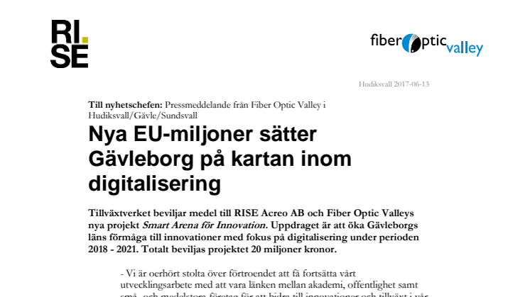 Nya EU-miljoner sätter Gävleborg på kartan inom digitalisering 