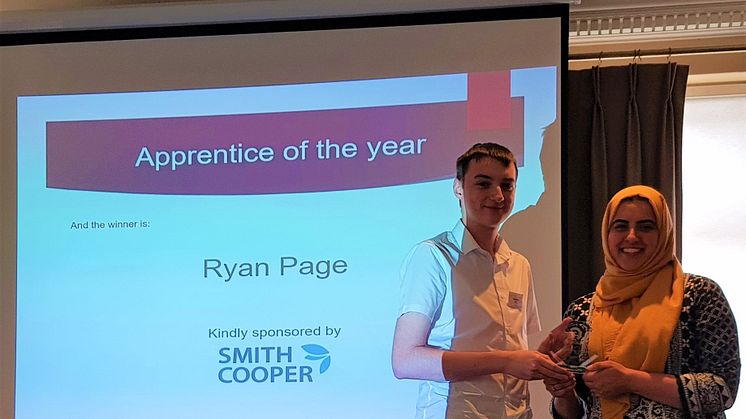 Ryan Page, winner of the Apprentice of The Year award, sponsored by Smith Cooper