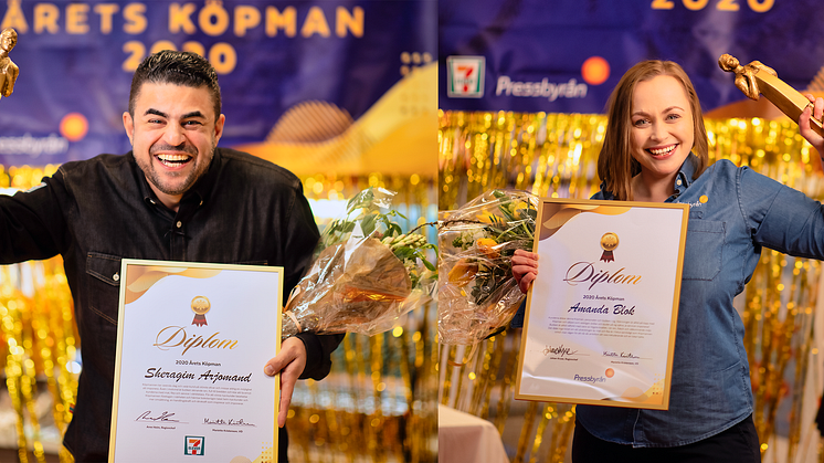 Fr. v. Sheragim Arjoman, Årets köpman 7-Eleven, och Amanda Blok, Årets köpman Pressbyrån