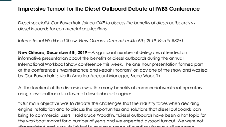 Impressive Turnout for the Diesel Outboard Debate at IWBS Conference