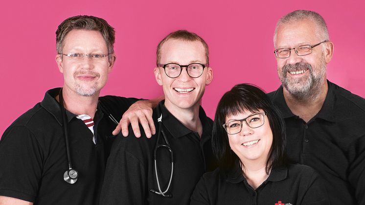 Jörgen Boström, Petter Tuorda, Laila Davidsson och Birger Öström på Cederkliniken.