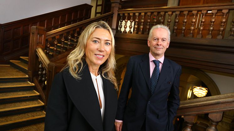 Juliet de Baubigny with Vice Chancellor and Chief Executive Andrew Wathey