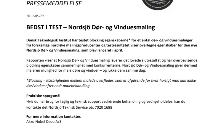 Bedst i test: Nordsjö Dør- og Vinduesmaling