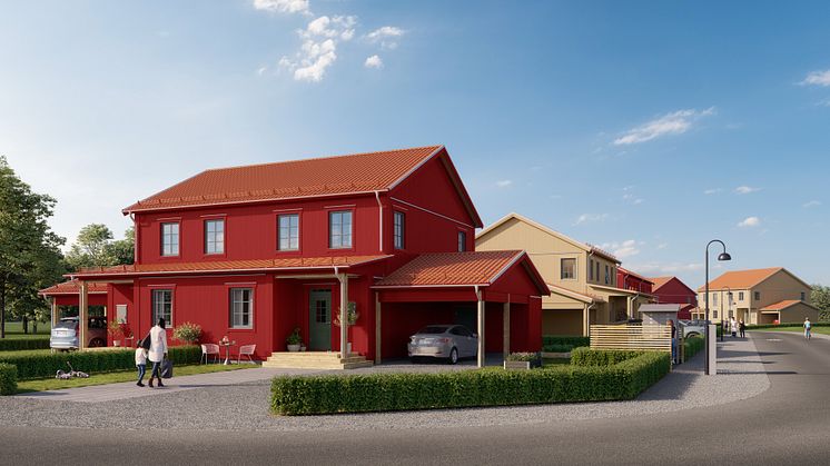 Brf Sundby Hed erbjuder radhus och parhus i olika storlekar. Illustration: 3D Nord Visualisering