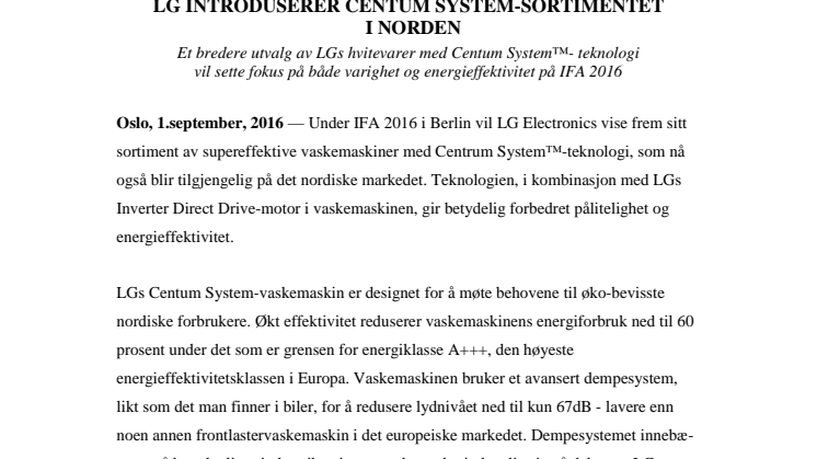 LG introduserer Centrum System-sortimentet i Norden 