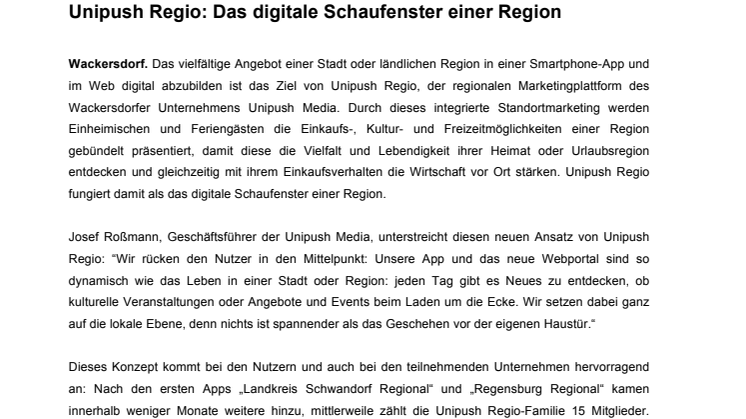 Unipush Regio: Das digitale Schaufenster einer Region