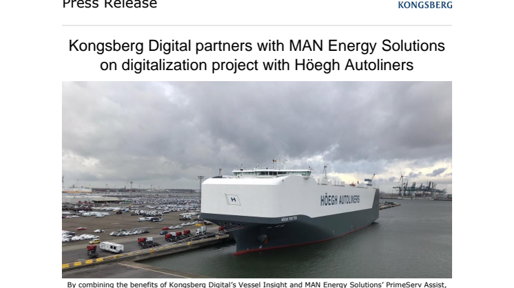 Kongsberg Digital partners with MAN Energy Solutions on digitalization project with Höegh Autoliners