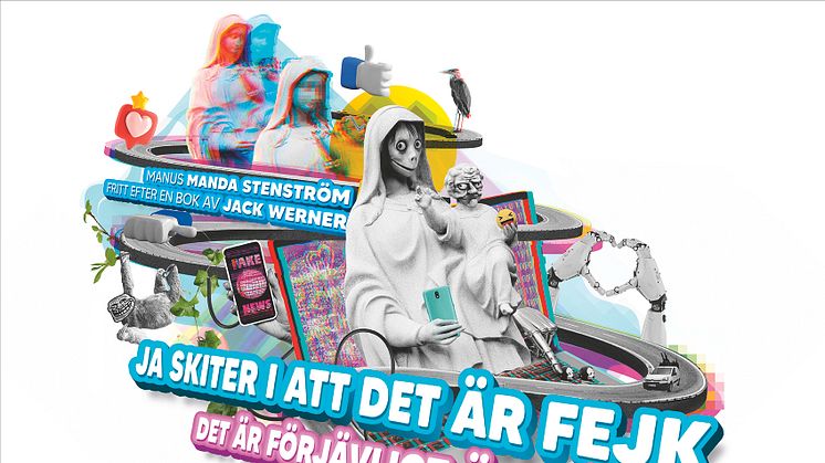 Ja skiter att det är fejk det är förjävligt ändå, skriven fritt efter Jack Werners succébok med samma namn, har premiär 9 oktober. Illustration: Ivar Martinsson