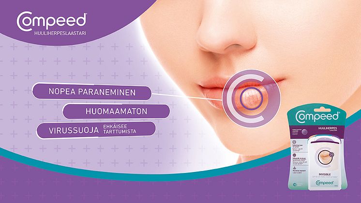 Huomaamaton Compeed® Huuliherpeslaastari parantaa nopeasti.