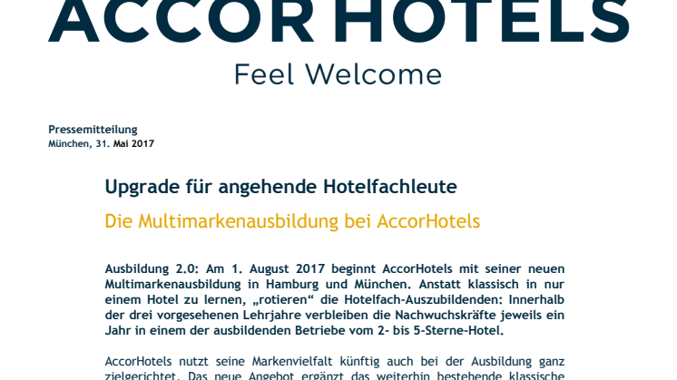 Upgrade für angehende Hotelfachleute: Die Multimarkenausbildung bei AccorHotels 