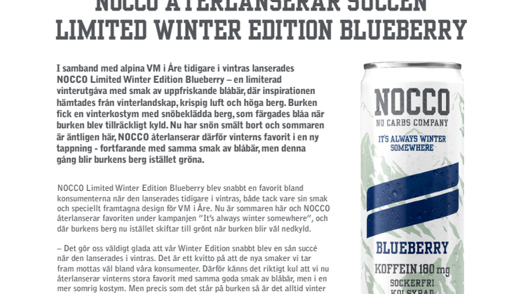 Pressmeddelande Limited Winter Edition Blueberry 2.0