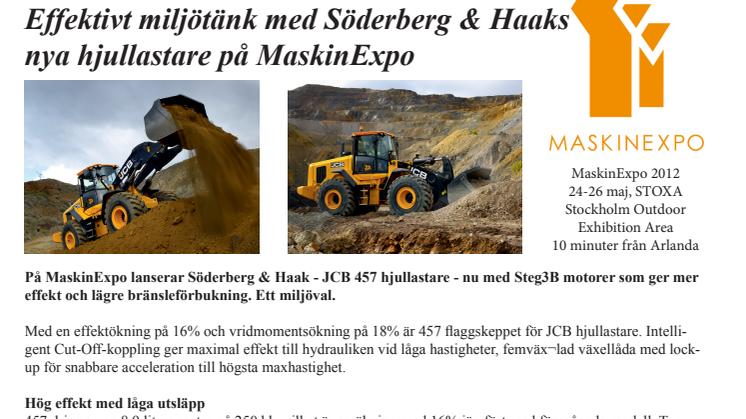 Effektivt miljötänk med Söderberg & Haaks nya hjullastare på MaskinExpo