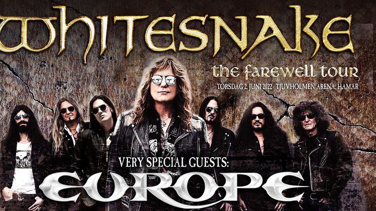 WHITESNAKE BEKREFTET TIL HAMAR I 2022 - TAR MED SEG VERY SPECIAL GUESTS EUROPE!