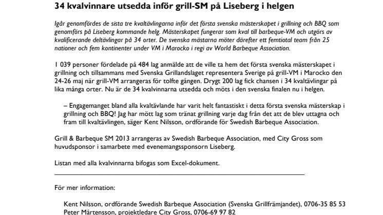 34 kvalvinnare utsedda inför grill-SM på Liseberg i helgen