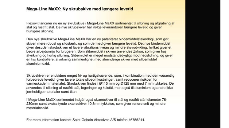 Mega-Line MaXX: Ny skrubskive med længere levetid