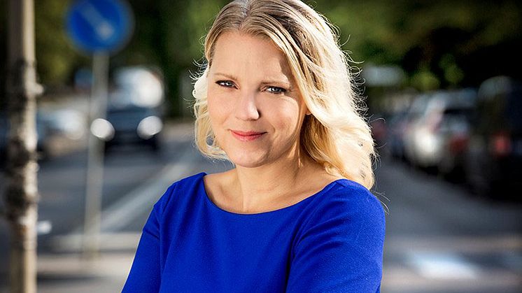 Carina Bergfeldt, USA-korrespondent vid SVT, besöker Umeå universitet möter. Foto: Janne Danielsson/SVT.