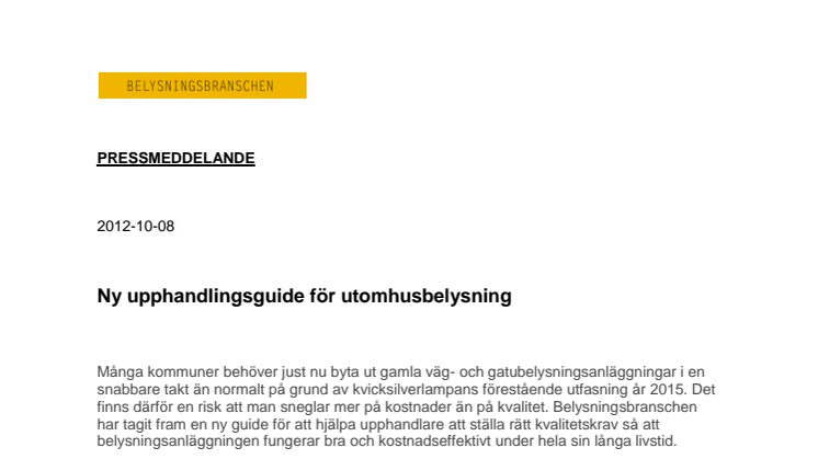 Ny upphandlingsguide för utomhusbelysning