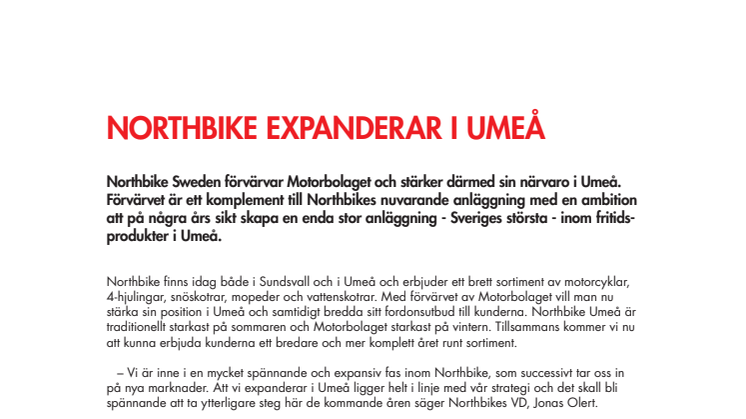 Northbike expanderar i Umeå