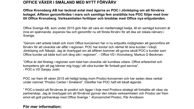 Office växer i Småland med nytt förvärv
