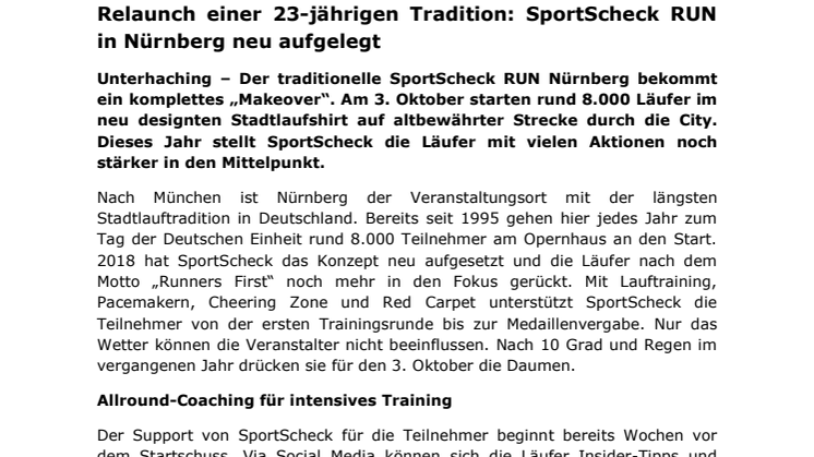 Relaunch einer 23-jährigen Tradition: SportScheck RUN in Nürnberg neu aufgelegt 