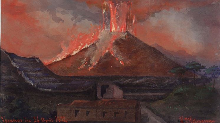 Herman Holmgren (1842–1914): Vesuvius den 26 april 1872. Akvarell på papper, 1872. (T301/1906)